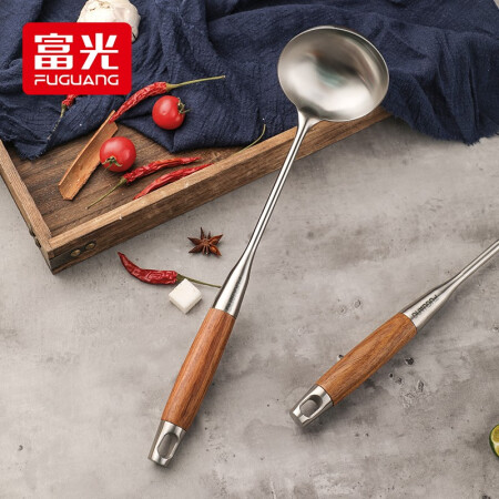 富光 汤勺火锅勺厨房用品防烫花梨木柄汤勺304不锈钢勺子 汤勺