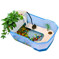 开放式乌龟缸 一体式乌龟饲养箱 多功能水陆缸 自带晒台 免换水过滤