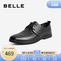 BeLLE 百麗 2021新商場同款牛皮革男黑色商務正裝皮鞋7CR01AM1