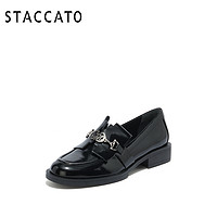 STACCATO 思加圖 2021春季新款英倫風樂福鞋馬銜扣漆皮女小皮鞋單鞋9UL45AA1