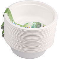洁能 500ML一次性纸碗 圆碗 汤碗（40只装）户外野营烧烤 可降解 防水防油 JN-0211