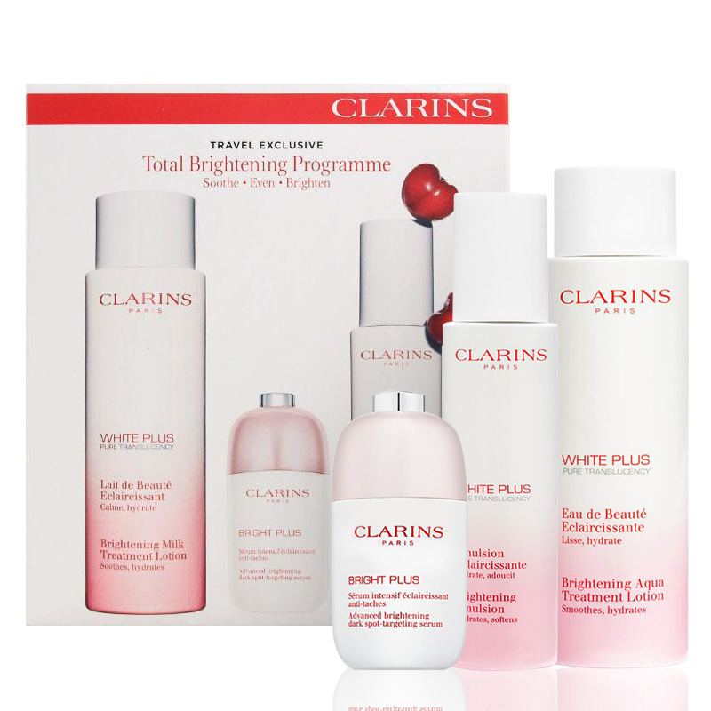 CLARINS娇韵诗清透润白淡斑柔肤牛奶水焕亮乳光芒小瓷瓶精华礼盒3件套装