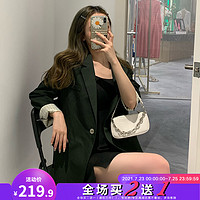 TONLION 唐獅 2020秋季新款休閑西裝外套女灰色時髦洋氣小西裝氣質寬松上ZW