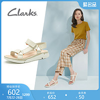 Clarks 其樂 clarks其樂女鞋春夏休閑三瓣軟底T字綁帶運動休閑魔術貼涼鞋女