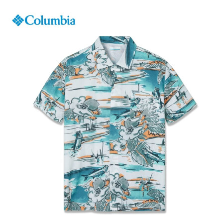 Columbia哥伦比亚户外21秋冬新品男子印花短袖舒适休闲衬衫FE7011 445 L