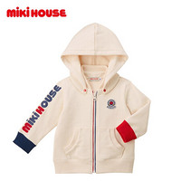 MIKIHOUSE2020新款童装男女儿童外套休闲运动复古Logo系列连帽10-3709-824 乳白色 140cm