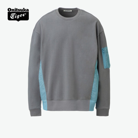 Onitsuka Tiger鬼塚虎男女款休闲时尚套头上衣 2181A556-001 灰色/蓝色 XXL