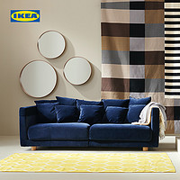 IKEA宜家STOCKHOLM2017斯德哥尔摩三人沙发北欧现代天鹅绒可拆洗（三人、深蓝三人沙发宽:228cm+黑褐色茶几长:180cm）