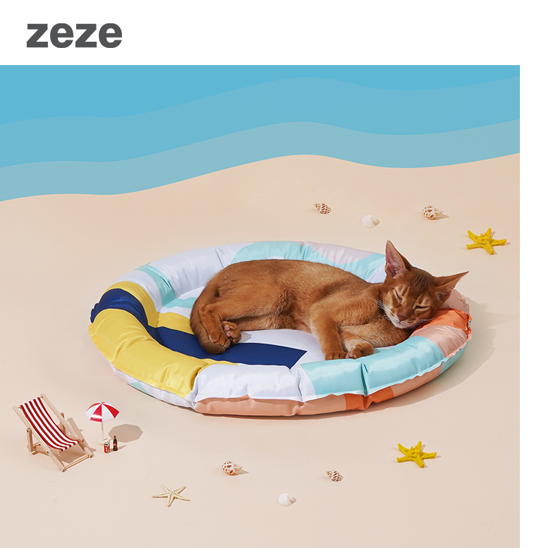 zeze宠物冰垫冰窝凉垫降温睡眠凉席宠物夏天猫猫冰凉垫子猫咪用品（M-中型、抽象几何冰窝（55*55cm））