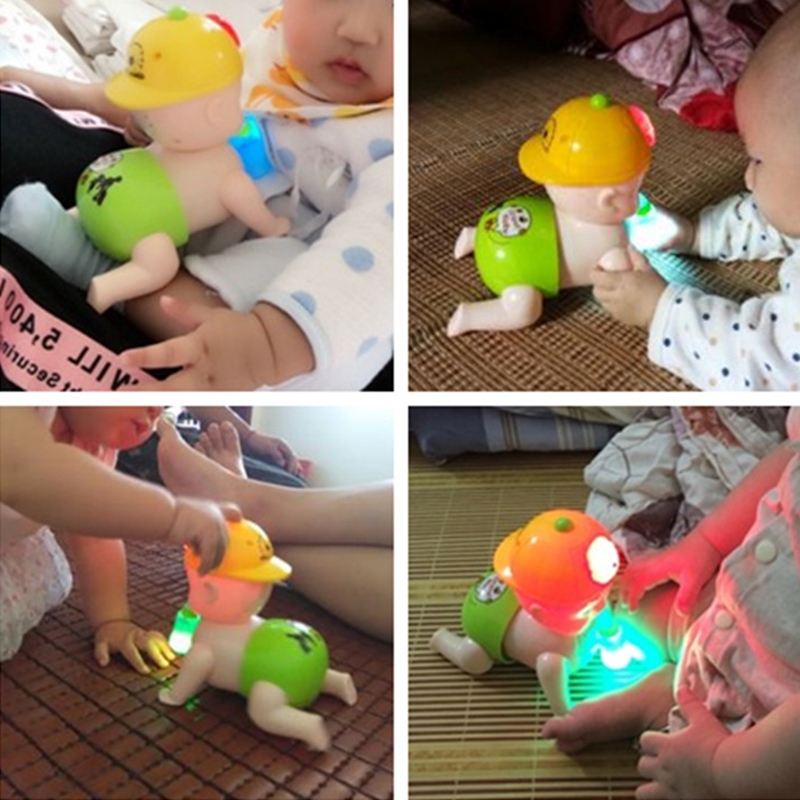 婴儿玩具益智早教3-4-6-9个月有声会动8男孩女孩新生音乐爬行宝宝（蓝色迷你爬娃+跳跳猪蓝）