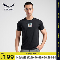 SALEWA 沙乐华 棉短袖男士2021夏季新款运动休闲跑步透气圆领T恤（2XL、天青）