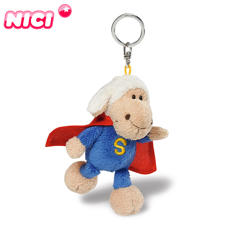 德国NICI超人羊钥匙扣钥匙挂件可爱毛绒玩具公仔手机挂件包包挂饰 超人羊钥匙扣 10cm
