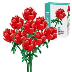 魔域文化积木花束七夕情人节9朵玫瑰花