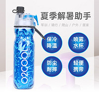 O2COOL 美国O2COOL-运动健身大容量喷雾水杯便携水壶裂纹蓝新款 590ML