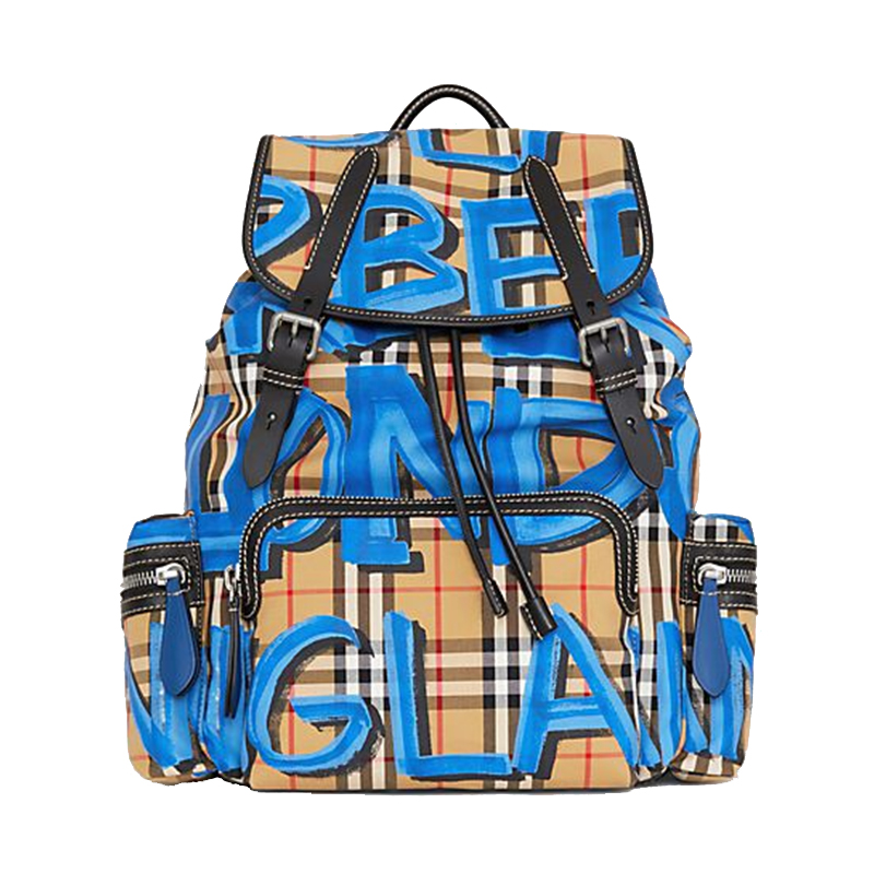 BURBERRY 博柏利 男士双肩包 4076962 蓝色经典格纹