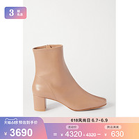 BY FAR 女裸色中跟皮革袜靴netaporter（40、浅褐色）