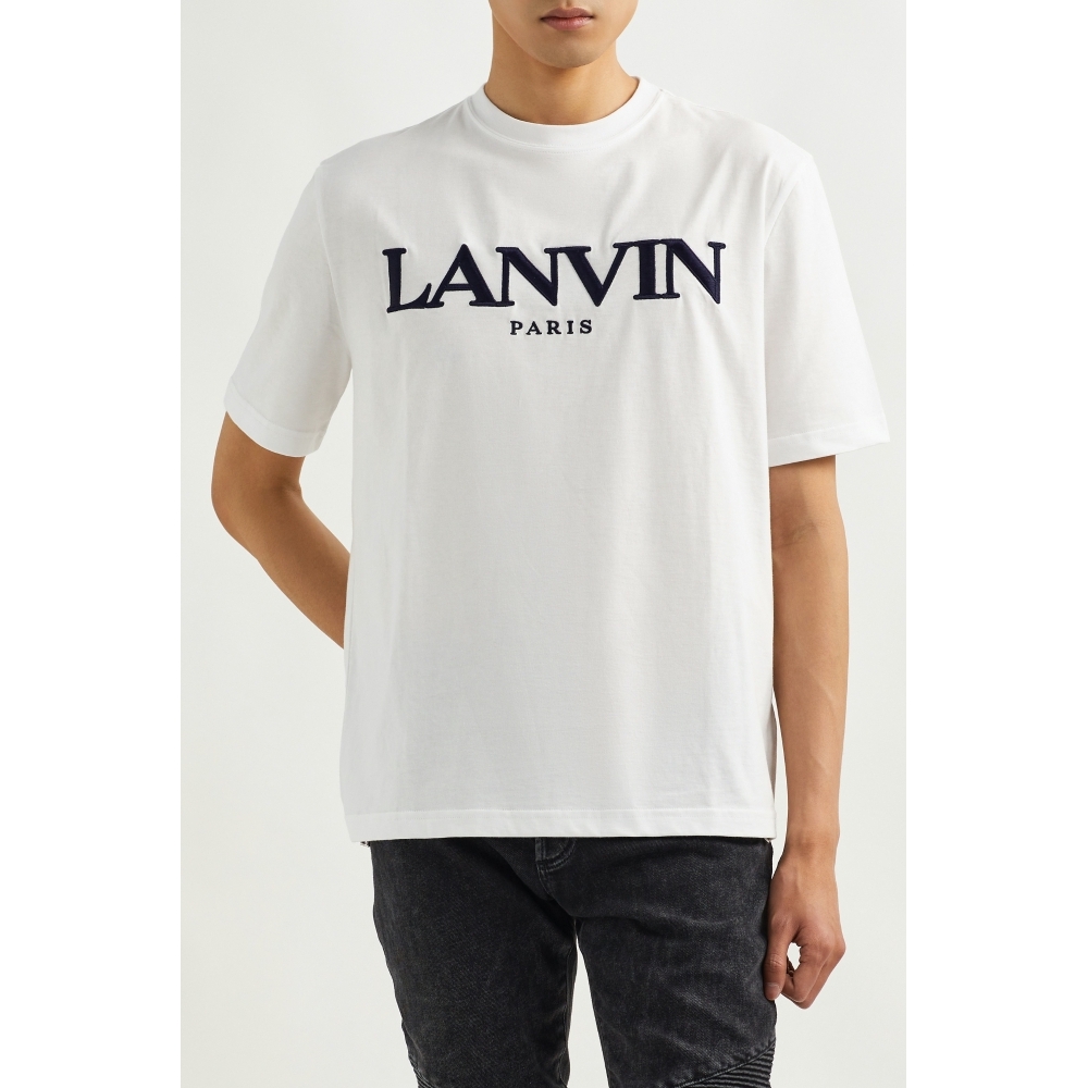 LANVIN 浪凡 2021春夏男白色棉短袖T恤NAP/NET-A-PORTER（L、白色）