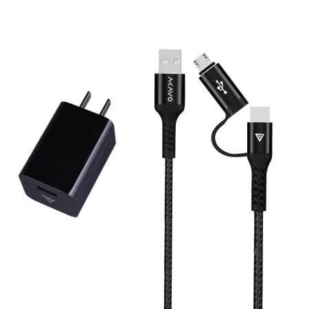 爱否5/6号线二合一type-C数据线micro多口USB-A手机充电线柔韧尼龙编织线 5号线1.2米+方糖0.5