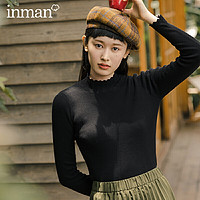 INMAN 茵曼 半高领毛衣女2020年秋季新款长袖套头针织打底衫薄款修身显瘦