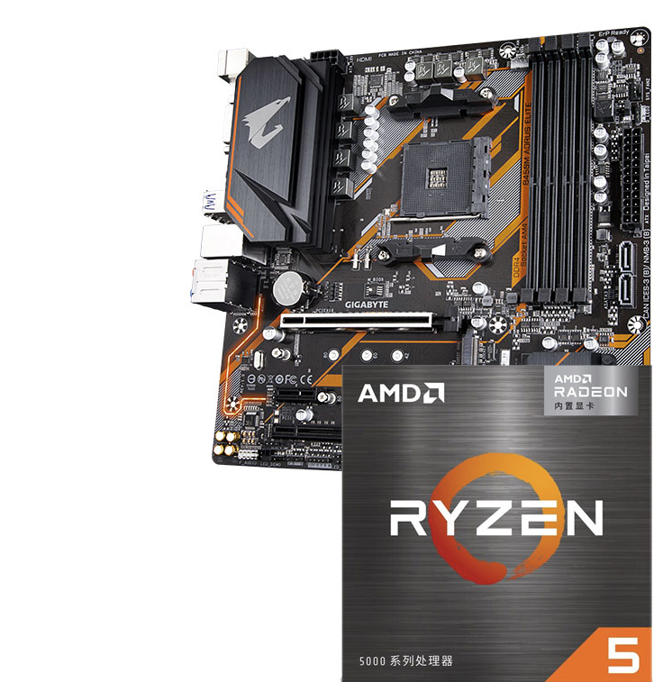 GIGABYTE 技嘉 B450M AORUS ELITE 小雕主板+AMD R5-5600G CPU 板U套装