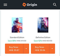 EA 艺电 Origin《战地5（Battlefield V）》 骨折级优惠