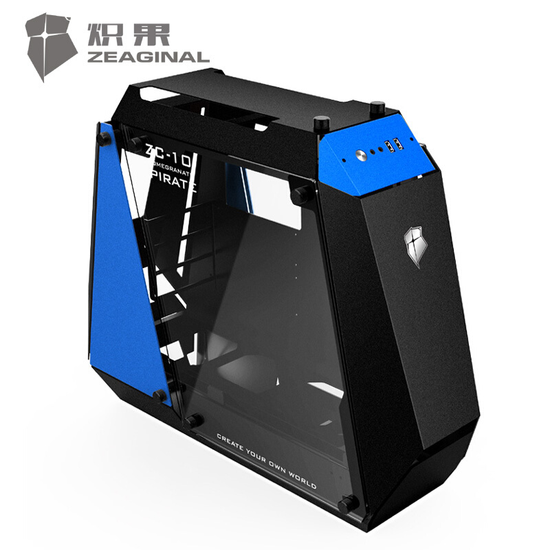 ZEAGINAL 炽果 Zc-10 RGB E-ATX机箱 半侧透 黑蓝