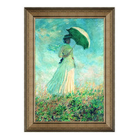 雅昌 莫奈油畫《陽傘下右轉身的女人》沙發背景墻裝飾畫 79×113cm