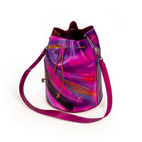 MO 法国表现主义艺术家让·米歇尔手绘真皮包系列-爆炸性色彩 单肩水桶包 艺术百搭包 手提轻奢