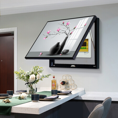 忆画新中式电表箱装饰画免打孔翻盖客厅餐厅配电箱电闸遮挡挂画北欧抽象现代简约电箱画 H平安富贵 高50*长60CM拉丝金框