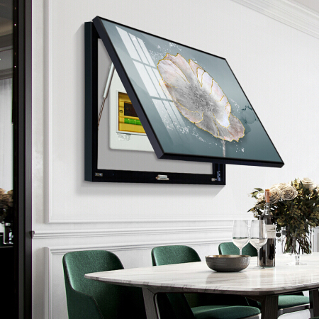 忆画电表箱装饰画晶瓷画免打孔翻盖客厅餐厅配电箱电闸遮挡挂画北欧抽象现代简约电箱画 花开半夏-E 70*50cm拉丝金框