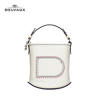 DELVAUX 21春夏奢侈品女包Pin系列小牛皮手提包水桶包 白色