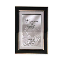 Silver Plated Metal with Black Enamel Picture Frame - 4\