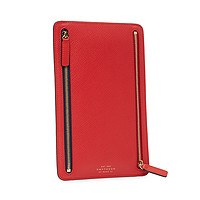 SMYTHSON 春夏红色牛皮LOGO烫金撞色拉链男女同款钱包手拿包