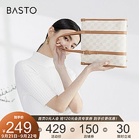 BASTO 百思图  2021夏季新款商场同款复古老花单肩斜挎手提包女X2207BX1 米白 F