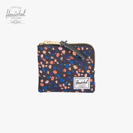 Herschel Johnny 时尚钱包男钱包女短款小款钱夹潮牌零钱包10414 黑色碎花