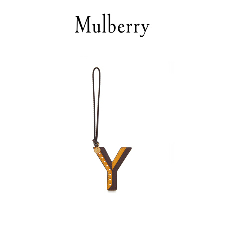 Mulberry/玛珀利 秋冬新款 皮革拼接英文字母钥匙环 浅蓝色-字母L