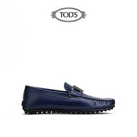 TOD'S官方2021春夏新品KATE男鞋男士CITY系列皮革豆豆鞋 蓝色 38.5