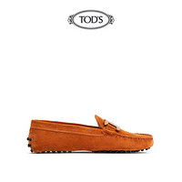 TOD'S官方2021春夏新品女鞋女士KATE绒面皮革豆豆鞋一脚蹬女 橙色 34