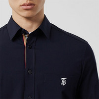 博柏利（BURBERRY）海军蓝专属标识装饰图案功能性棉质衬衫 80430621 XL