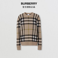 博柏利（BURBERRY）2021秋冬格纹羊绒提花针织衫80412861 柔黄褐色 XL