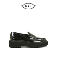 TOD'S官方2021早秋新品女鞋女士新款黑色牛皮厚底乐福鞋浅口 黑色 42