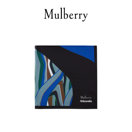 Mulberry/玛珀利Ahluwalia联名系列印花方巾丝巾VS4607 瓷蓝色