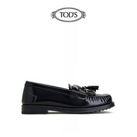 TOD'S官方2021早秋新款女鞋女士牛皮流苏乐福鞋女一脚蹬休闲 黑色 42