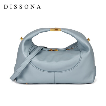 DISSONA迪桑娜皮水桶包大容量软皮女包2021新款时尚单肩包手提斜挎包包 蓝色