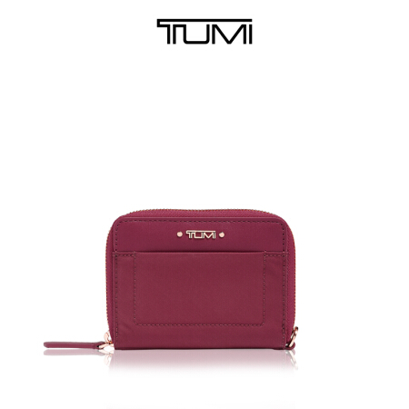 TUMI 途明 秋冬新款TUMI/途明Voyageur系列纯色简约女士短款拉链钱包 浆果色