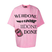 WE11DONE 男女同款 水洗LOGO印花短袖T恤 粉紫色 WD-TT8-20-107-U-PK M