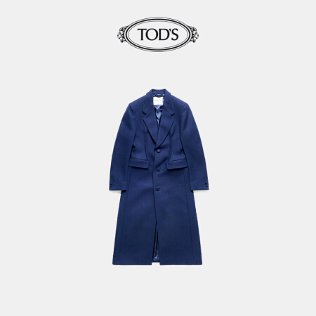 托德斯 TOD'S官方2021早秋新款女士羊毛休闲百搭混纺单排扣大衣外套女 蓝色 40