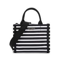 Kate Spade 凯特·丝蓓 Kate Spade 2021春夏款 奢侈品 女士织物sam手提单肩斜挎包托特包黑白条纹迷你款 PXR00459 071