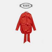 TOD'S官方2021秋冬新款女装女士中长款飘带衬衫长袖府绸衬衫 红色 38
