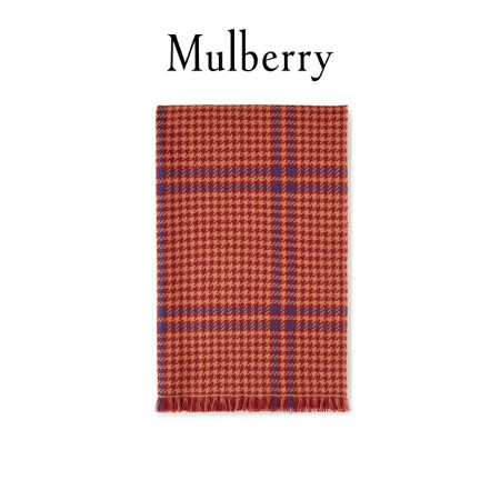 Mulberry/玛珀利2021秋冬新款正反两用三色格子围巾VS4436 锈红色